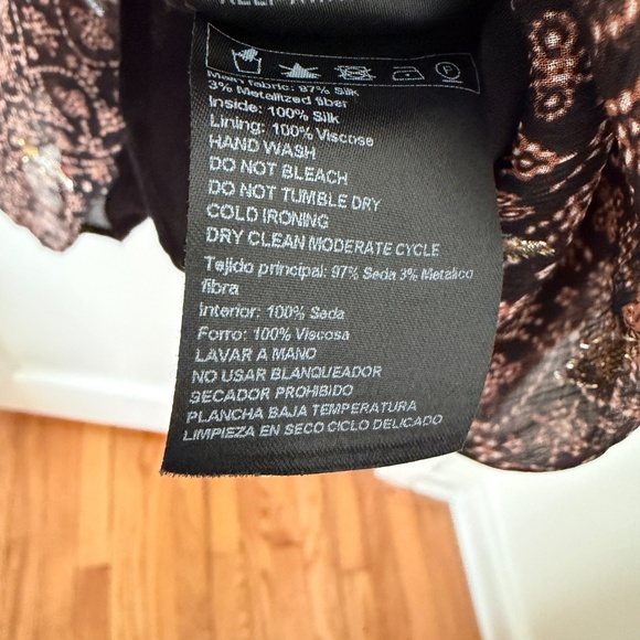 ba&sh Madrid Brown and Gold Silk Mini Dress Size 2 (US 6) Boho French Girl Flowy - Picture 6 of 12